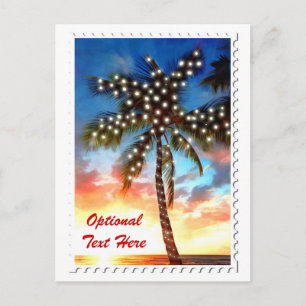 Cartes Pour Fêtes Annuelles Lumières des palmiers au coucher du soleil