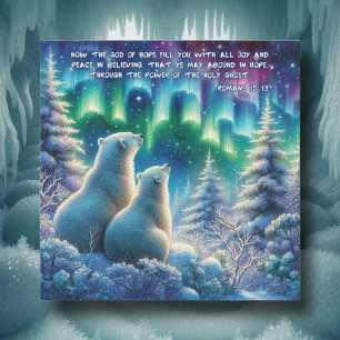 Cartes Pour Fêtes Annuelles Lumières du Nord Ours polaires Noël chrétien