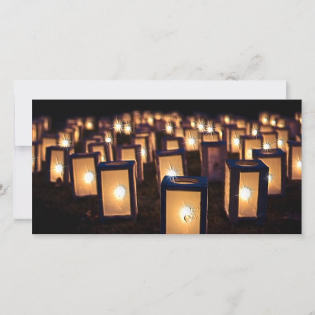 Cartes Pour Fêtes Annuelles Luminaires de Noël à la nuit (Devant)