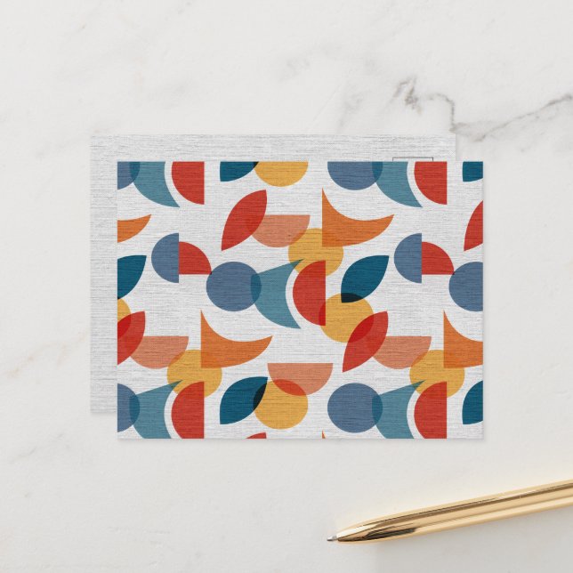 Cartes Pour Fêtes Annuelles Lumineuse géométrique rétro Abstrait Moyen-siècle  (Devant/Arrière en situation)