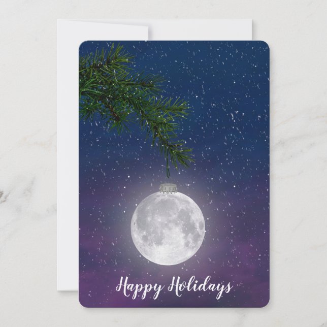 Cartes Pour Fêtes Annuelles Lune de Noël sur Pine Bough (Devant)