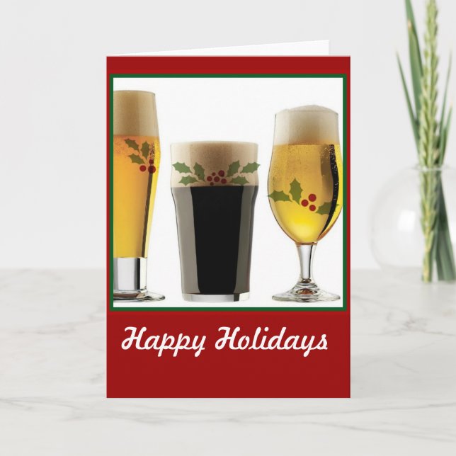 Cartes Pour Fêtes Annuelles Lunettes de bière Salutations de vacances (Devant)