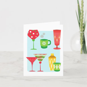 Cartes Pour Fêtes Annuelles Lunettes de Cocktail de Noël Moderne