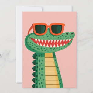 Cartes Pour Fêtes Annuelles Lunettes de soleil de crocodile drôle Mignon anima