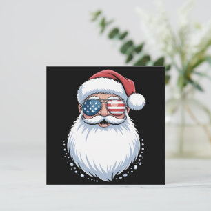 Cartes Pour Fêtes Annuelles Lunettes de soleil patriotiques de Noël Santa Clau