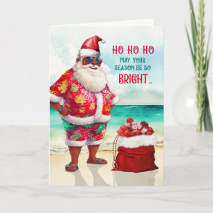 Cartes Pour Fêtes Annuelles Lunettes de soleil Père Noël afro-américaines Drôl