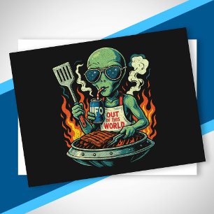Cartes Pour Fêtes Annuelles Lunettes de soleil pour barbecue UFO d'alien vert 