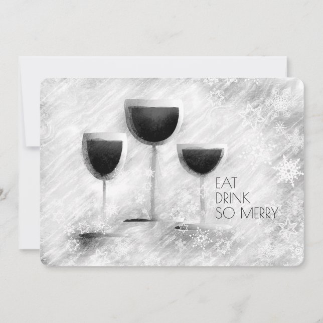 Cartes Pour Fêtes Annuelles Lunettes de vin nourriture gastronomique dîner de  (Devant)
