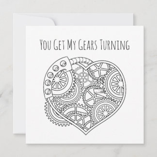 Cartes Pour Fêtes Annuelles Lupercalia Steampunk Cœur Engrenages Tournants Sai