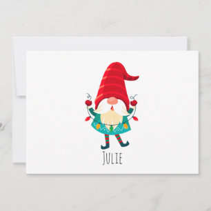 Cartes Pour Fêtes Annuelles Lutin de Noël tenant des lumières de Noël