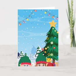 Cartes Pour Fêtes Annuelles Lutins de Noël fouineurs