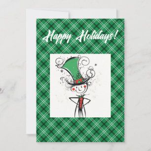 Cartes Pour Fêtes Annuelles Lutrin de Noël en forme d'elfe souriant avec chape