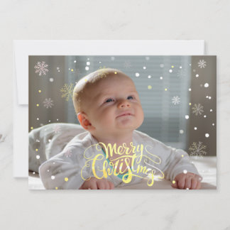 Cartes Pour Fêtes Annuelles Luxe Faux Gold Falling Snow Christmas