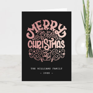 Cartes Pour Fêtes Annuelles Luxe Rose Gold Foil Joyeux Noël Black Custom