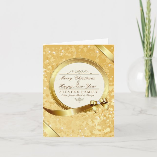Cartes Pour Fêtes Annuelles Luxe White & Gold Joyeux Noël (Devant)