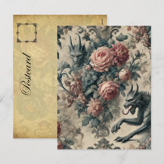 Cartes Pour Fêtes Annuelles Lycans & Berceuses - Gothique Conception Victorien (Devant / Derrière)