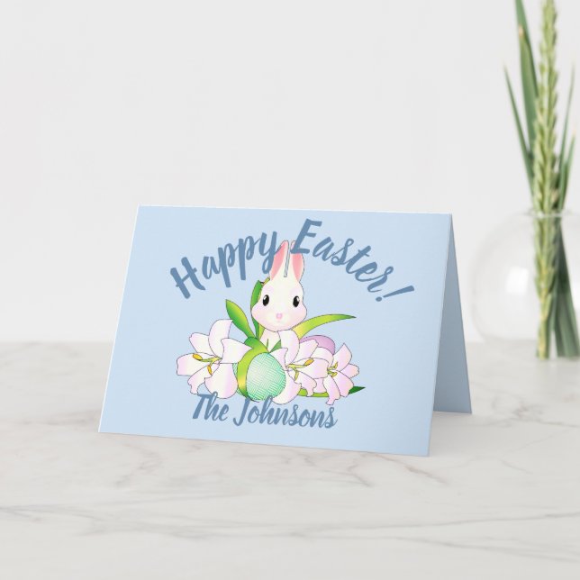 Cartes Pour Fêtes Annuelles Lys de Pâques et Bunnies sucrés (Devant)