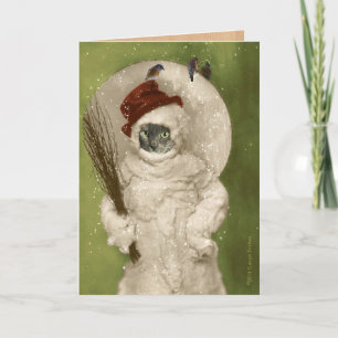 Cartes Pour Fêtes Annuelles M. Cat le bonhomme de neige