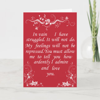 Cartes Pour Fêtes Annuelles M. Darcy Valentine Card no1 - Pride and Prejudice