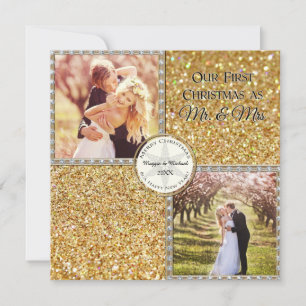 Cartes Pour Fêtes Annuelles M. & Mme Gold Shimmering Parties scintillant Photo