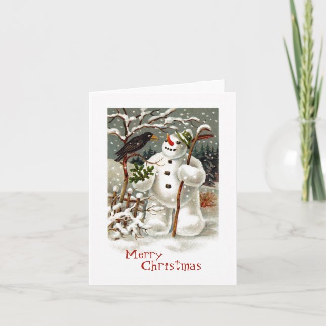 Cartes Pour Fêtes Annuelles M. Snowman et M. Crow Note Card (Devant)