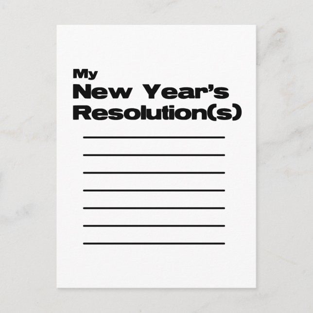 Cartes Pour Fêtes Annuelles Ma liste des résolutions de nouvelle année (Devant)
