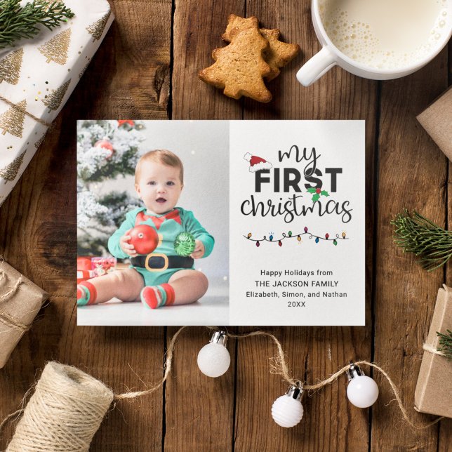 Cartes Pour Fêtes Annuelles Ma première photo de bébé de Noël (Créateur téléchargé)