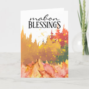 Cartes Pour Fêtes Annuelles Mabon Autum Equinox Automne Arbres & Feuille Wicca
