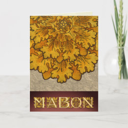 Cartes Pour Fêtes Annuelles Mabon Oak Leaves and Letters