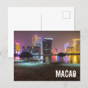 Cartes Pour Fêtes Annuelles Macao Casino Skyline Panorama Chine Nuit