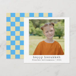 Cartes Pour Fêtes Annuelles Machine à écrire photo Retro Blue Checkerboard Han