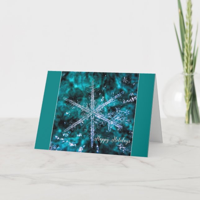 Cartes Pour Fêtes Annuelles Macro photo flocon de neige Happy Holidays Card (Devant)