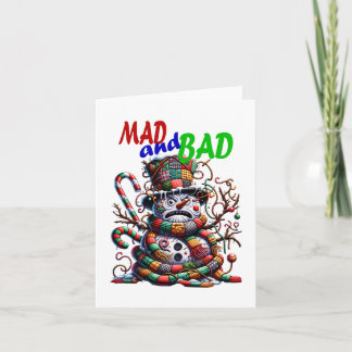 Cartes Pour Fêtes Annuelles Mad and Bad, grumpy funny Snowman, fantasy art
