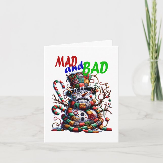 Cartes Pour Fêtes Annuelles Mad and Bad, grumpy funny Snowman, fantasy art (Devant)