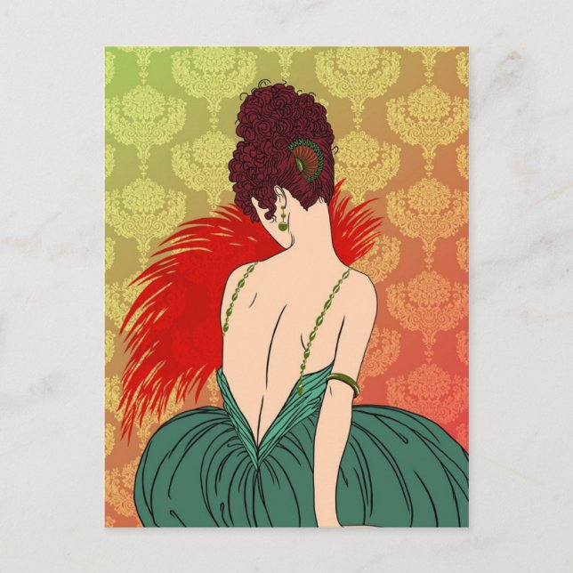 Cartes Pour Fêtes Annuelles Madame d'art déco avec la damassé - BIANCA : Noël (Devant)