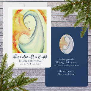 Cartes Pour Fêtes Annuelles Madone et Enfant personnalisés à l'aquarelle