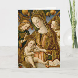 Cartes Pour Fêtes Annuelles Madonna avec le cuivre d'enfant et d'or d'anges