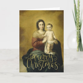 Cartes Pour Fêtes Annuelles Madonna & Child, Fine Art Christmas Grey Card