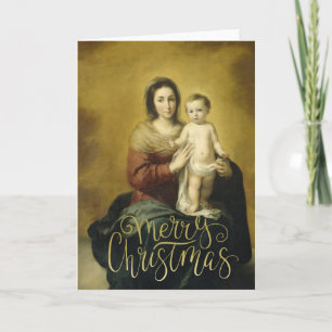 Cartes Pour Fêtes Annuelles Madonna & Child, Fine Art Christmas Grey Card
