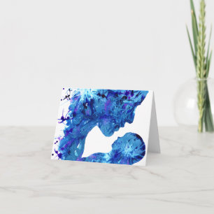 Cartes Pour Fêtes Annuelles Madonna et Enfant Nativité Bleu aquarelle