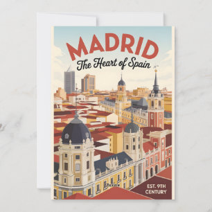 Cartes Pour Fêtes Annuelles Madrid Espagne Rétro Ciel Urbain Voyage