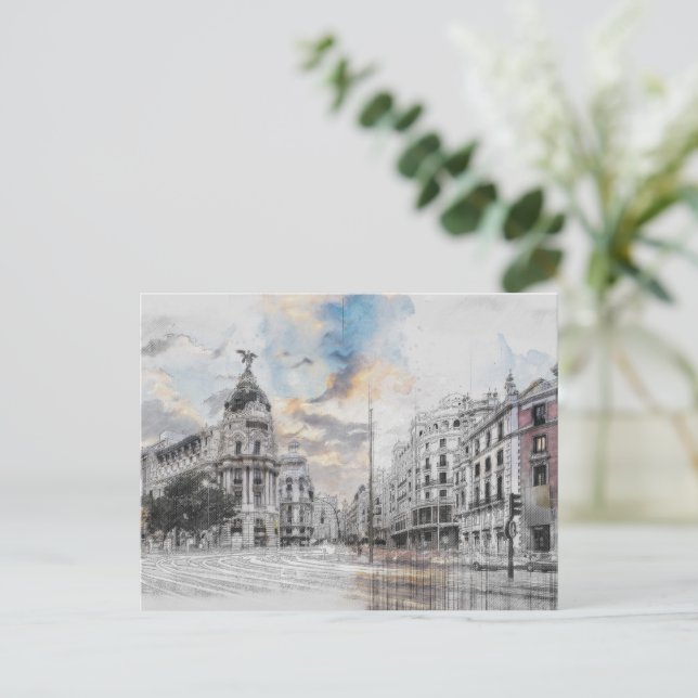 Cartes Pour Fêtes Annuelles Madrid Espagne Voyage Paysage Souvenir vacances (Debout devant)