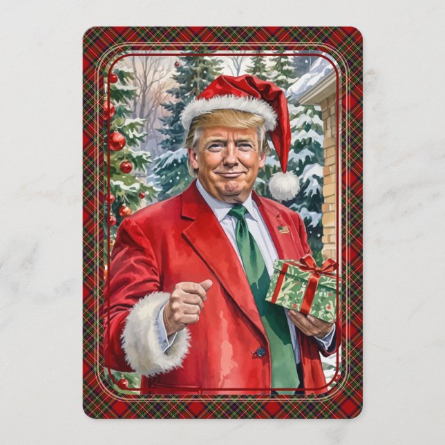 Cartes Pour Fêtes Annuelles MAGA Père Noël Trump Maganificent Christmas Tartan (Devant)