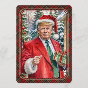 Cartes Pour Fêtes Annuelles MAGA Père Noël Trump Maganificent Christmas Tartan