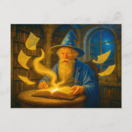 Cartes Pour Fêtes Annuelles Mage lecture spellbook en peinture à l'huile