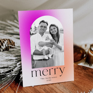 Cartes Pour Fêtes Annuelles Magenta et Orange 2 Photo moderne de dégradé hiver