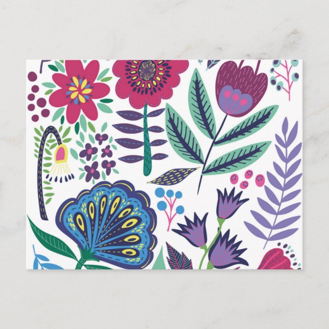 Cartes Pour Fêtes Annuelles Magenta Folk Art motif floral (Devant)