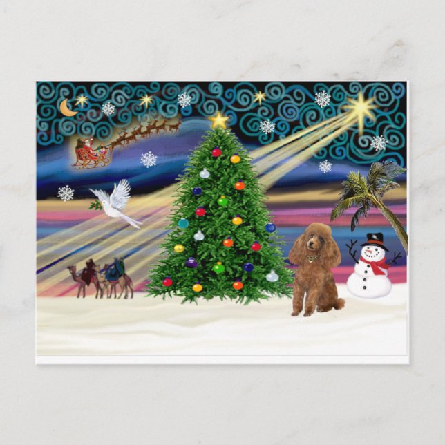Cartes Pour Fêtes Annuelles Magic-Poodle-Toy-Apricot de Noël (Devant)