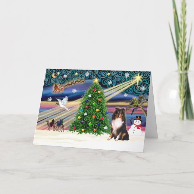 Cartes Pour Fêtes Annuelles Magic-SHELTIE-Tri de Noël (Devant)