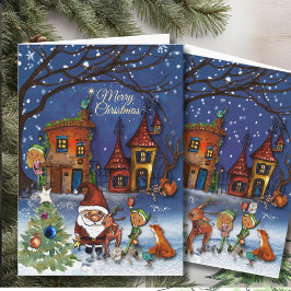 Cartes Pour Fêtes Annuelles Magical Santa Christmas Village I Forest Friends
